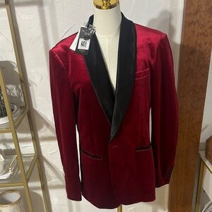 Grace Karin Red Velvet Tuxedo with Black Lapel